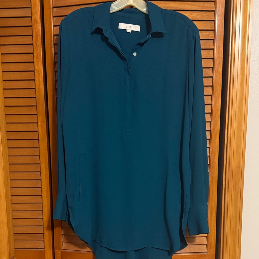 LOFT Women's Deep Teal Button Down Shirt